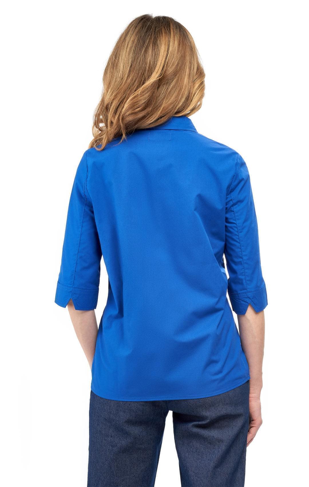 Women's Essential Button Front ?¥ Sleeve Camp Shirt - Royal- back -TURTLE BAY APPAREL