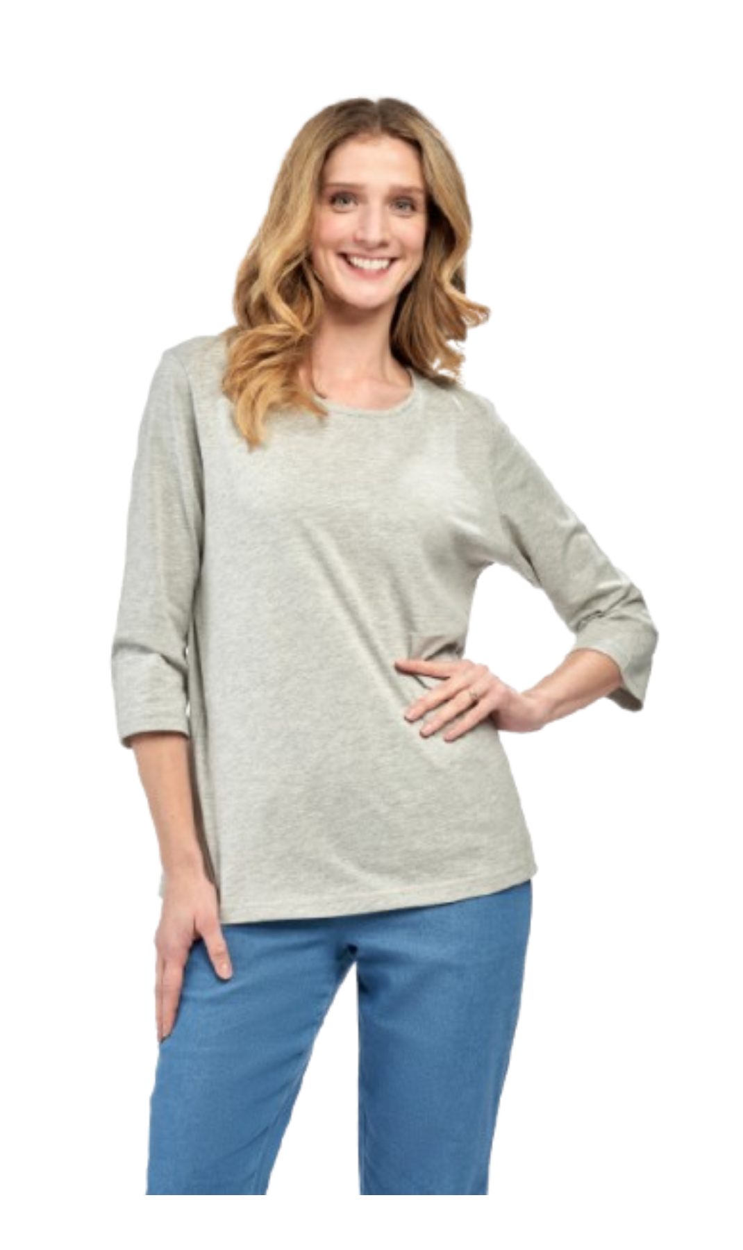 Women's Classic Comfort Fit 3/4 Sleeve length Crew Neck Jersey knit T-Shirt 19