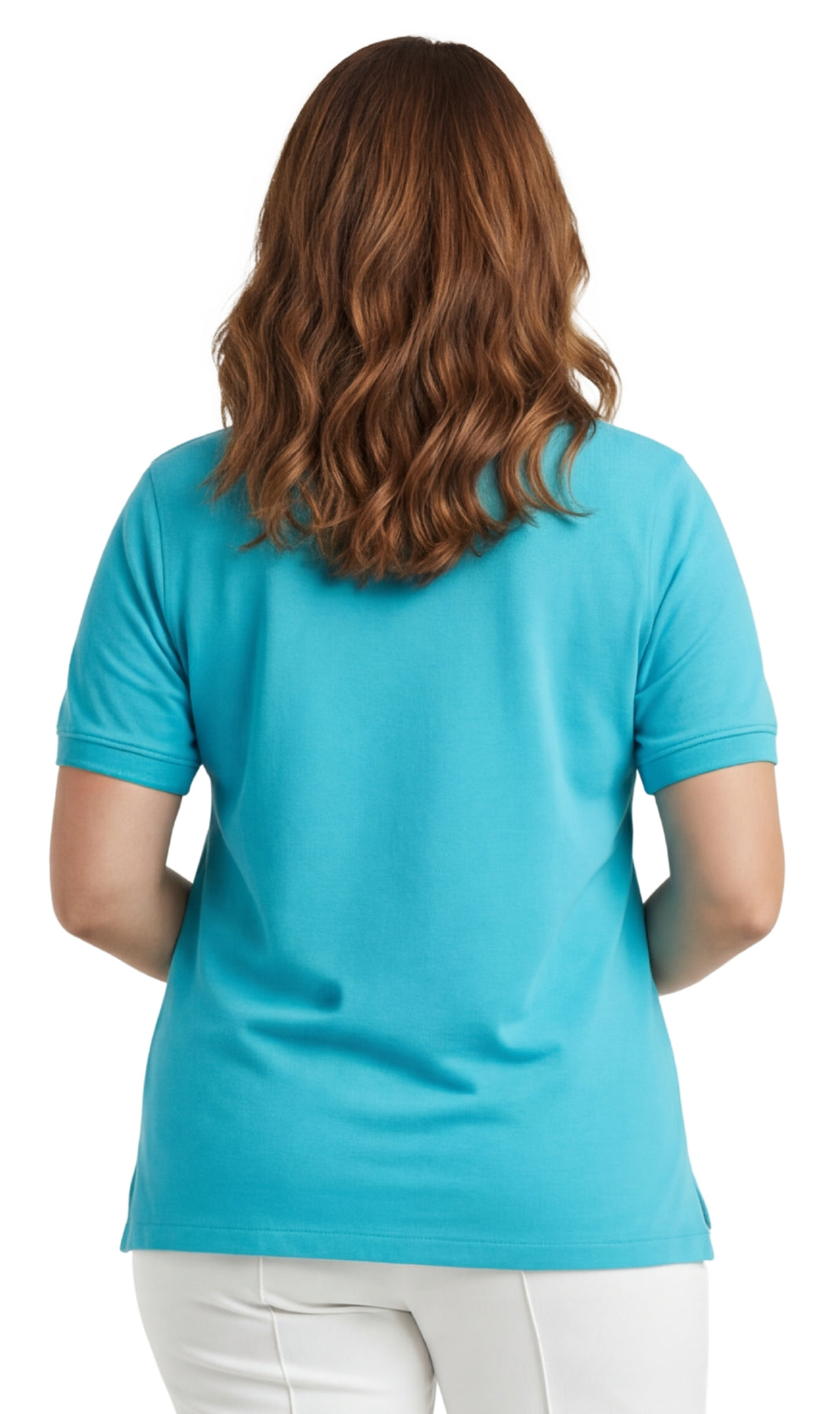 Turtle Bay Apparel Women's Short Sleeve Pique Knit Polo Shirt in Relaxed Fit – Turquoise