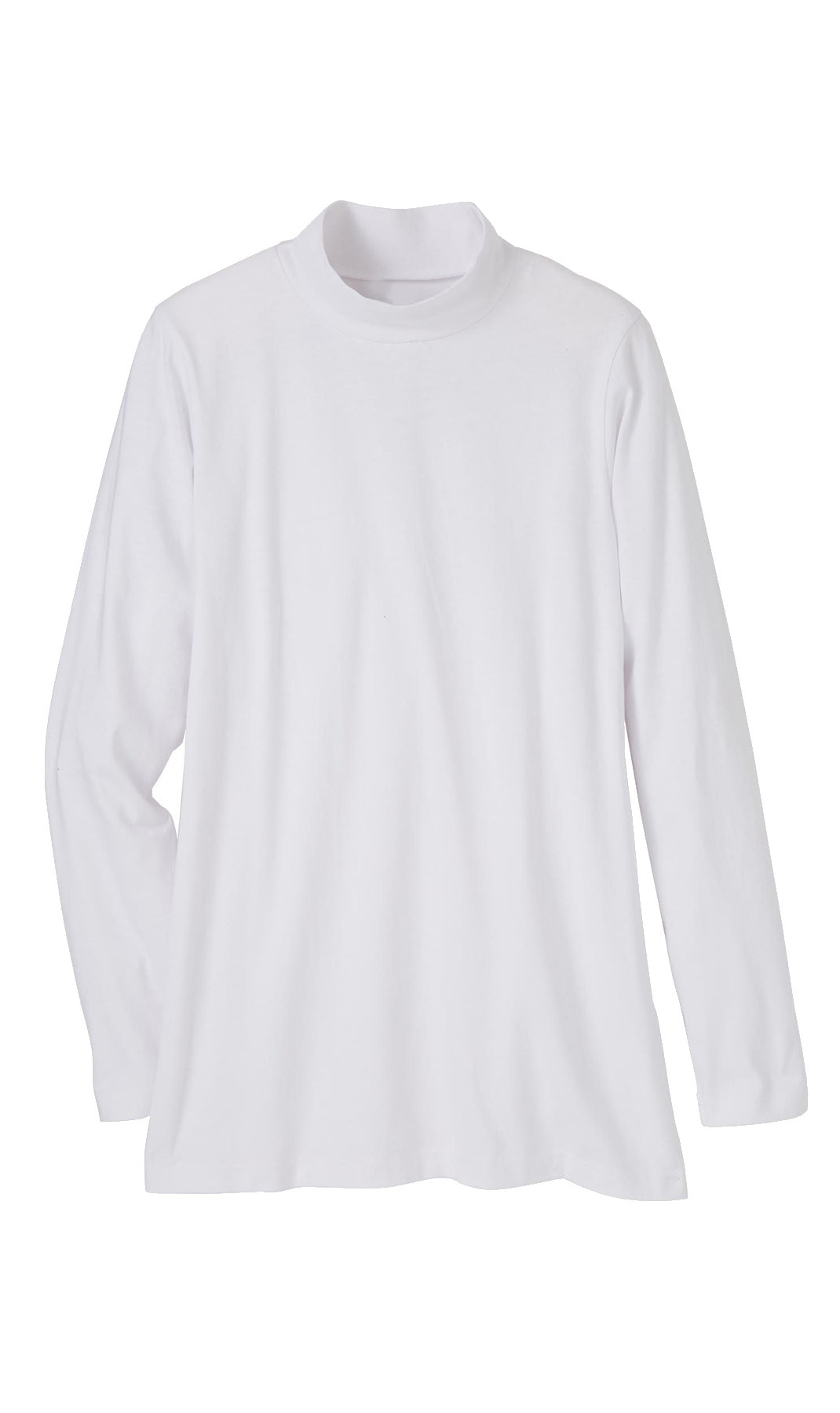 Women's Long Sleeve Mockneck ÔÇô An All-Season Essential - white - Flat lay - TURTLE BAY APPAREL