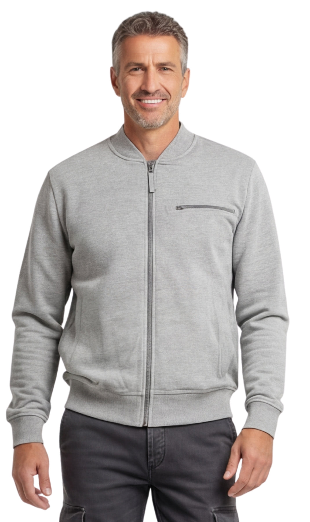 Men's Classic Zip-Up Baseball Fleece Jacket in Lightweight Cotton Blend Fabric with Sporty Edge 15
