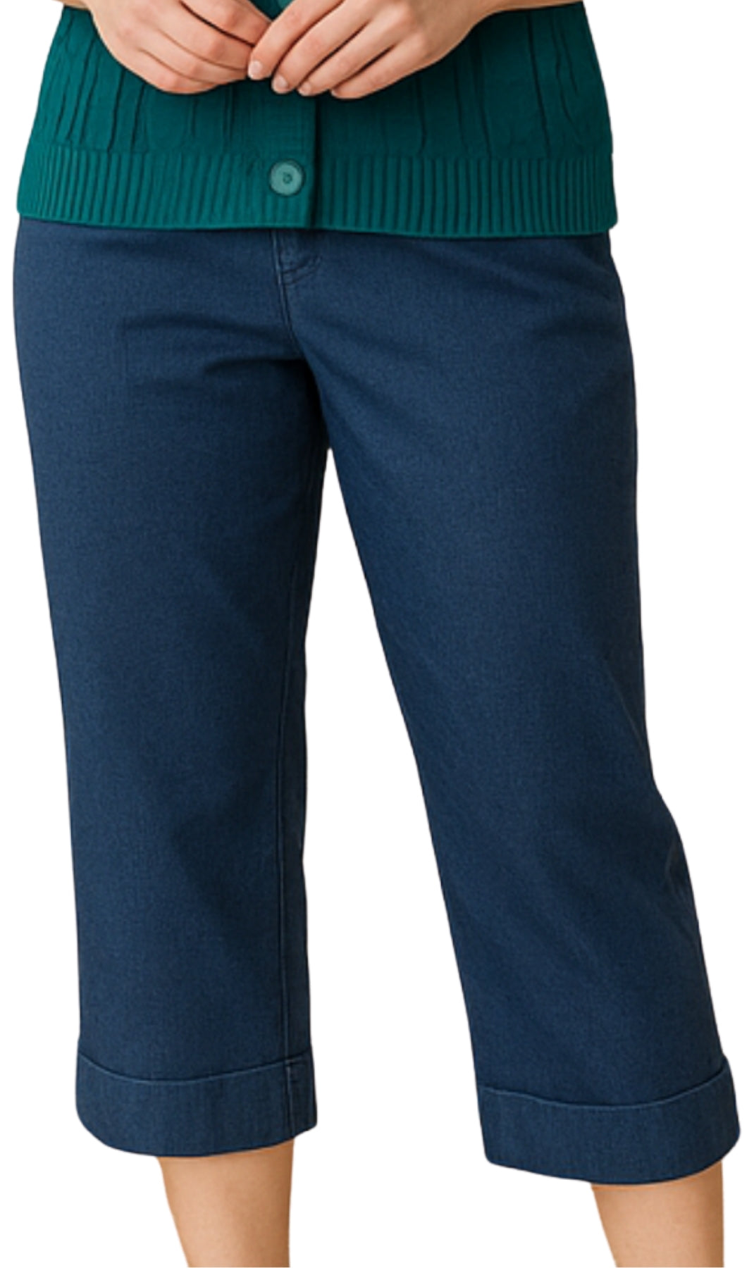 Women's Straight Leg Casual Denim Capri Pants in Cotton Blend Fabric