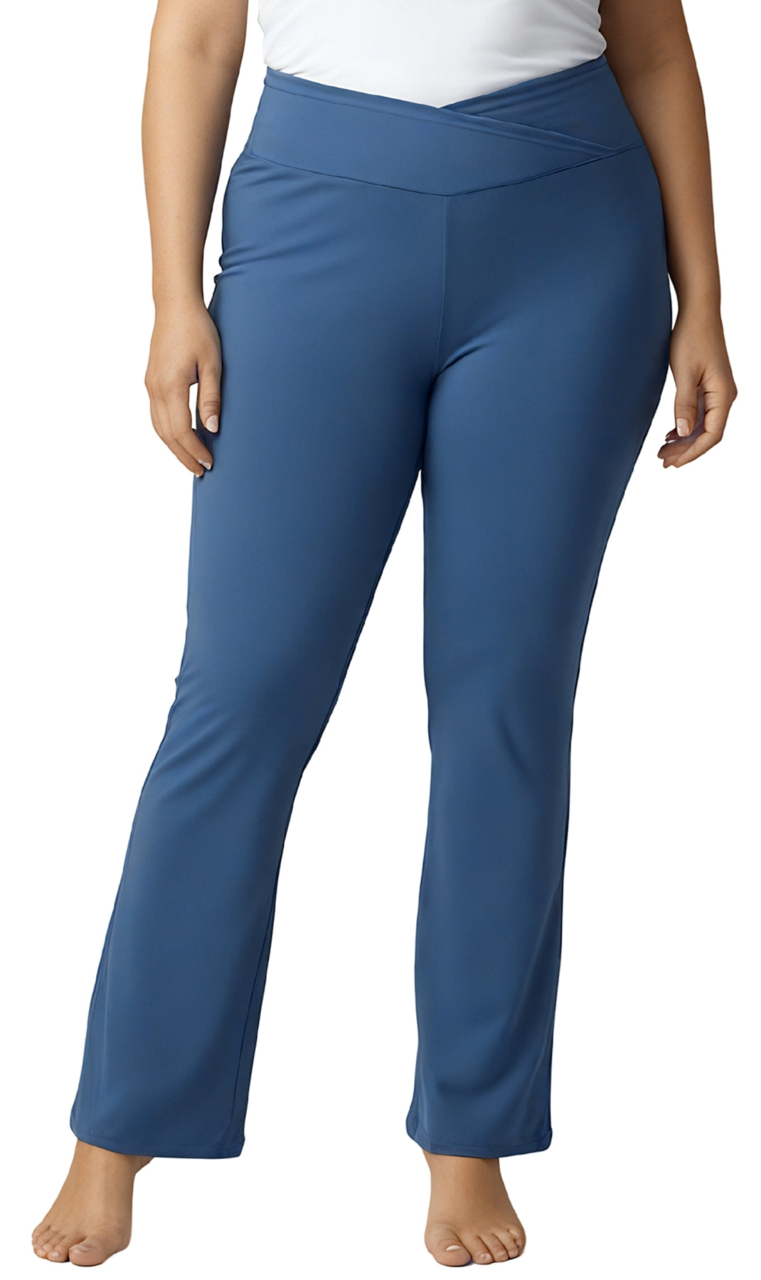 Women's Pull-on Cotton Stretch Bootcut Flare Leggings with a Crossover waistband