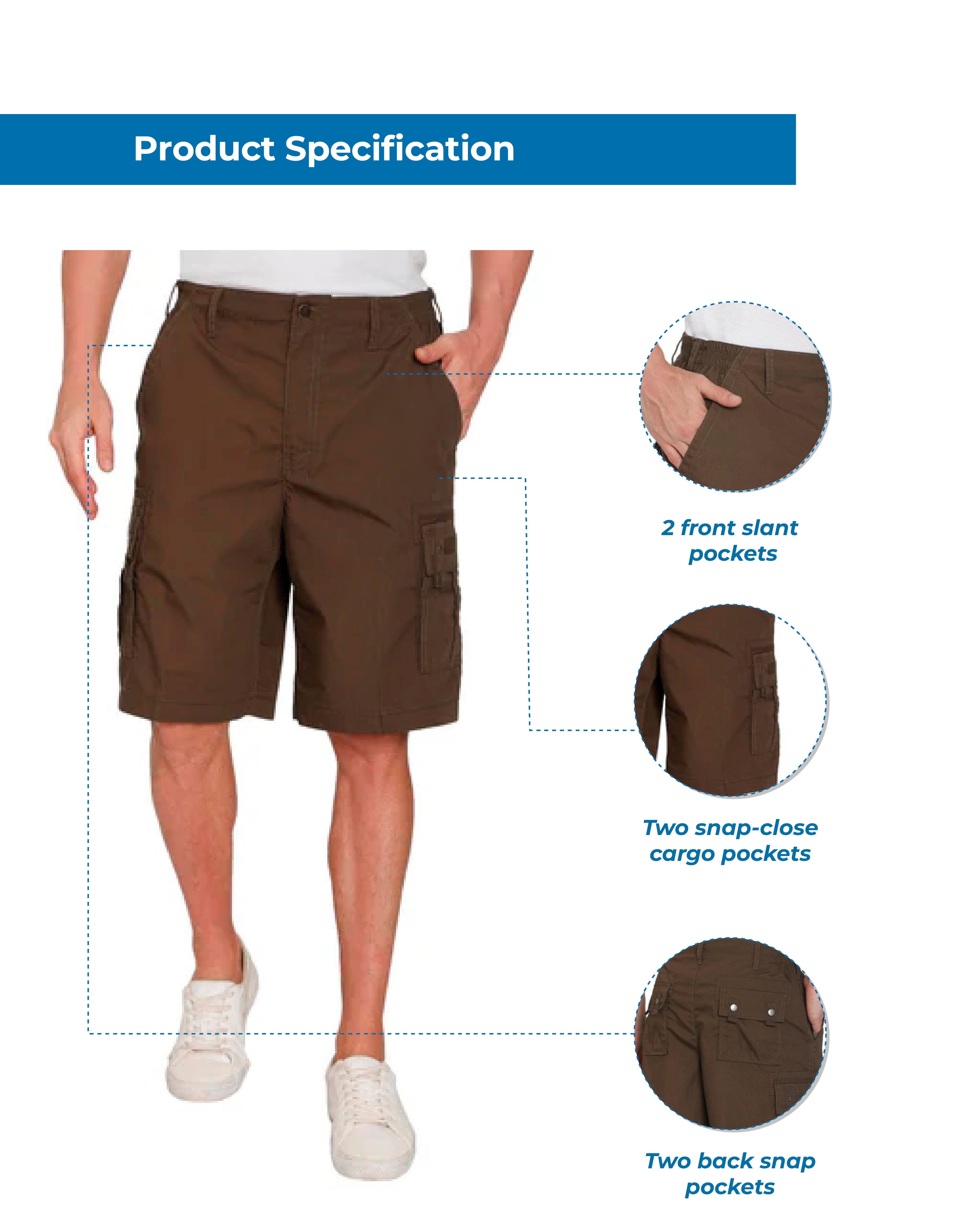 Men's Cargo Shorts with Elastic Waist and Multi Pockets for added comfort 5