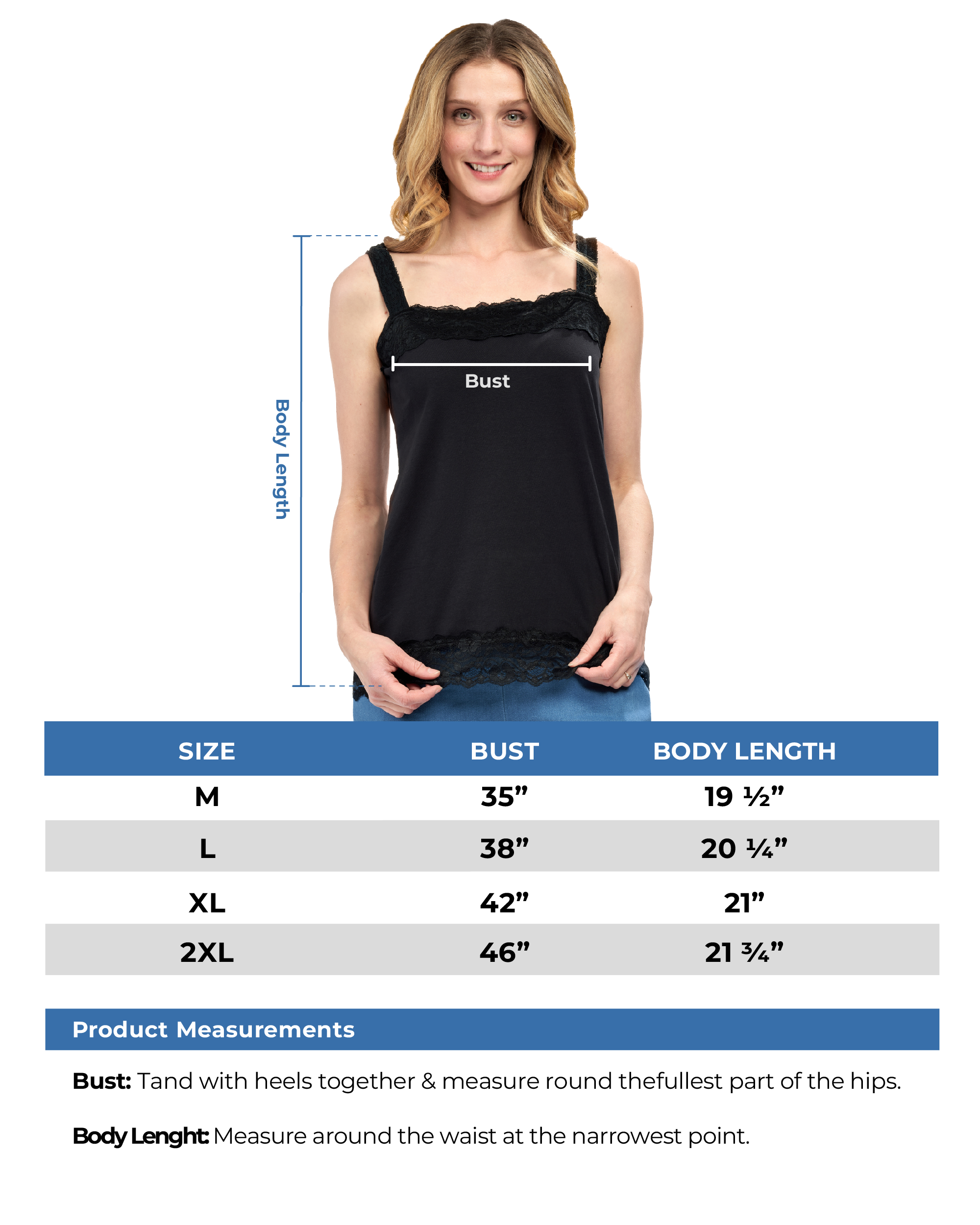 Turtle Bay Apparel Women's Lacey Trim Cotton Blend Tank Top