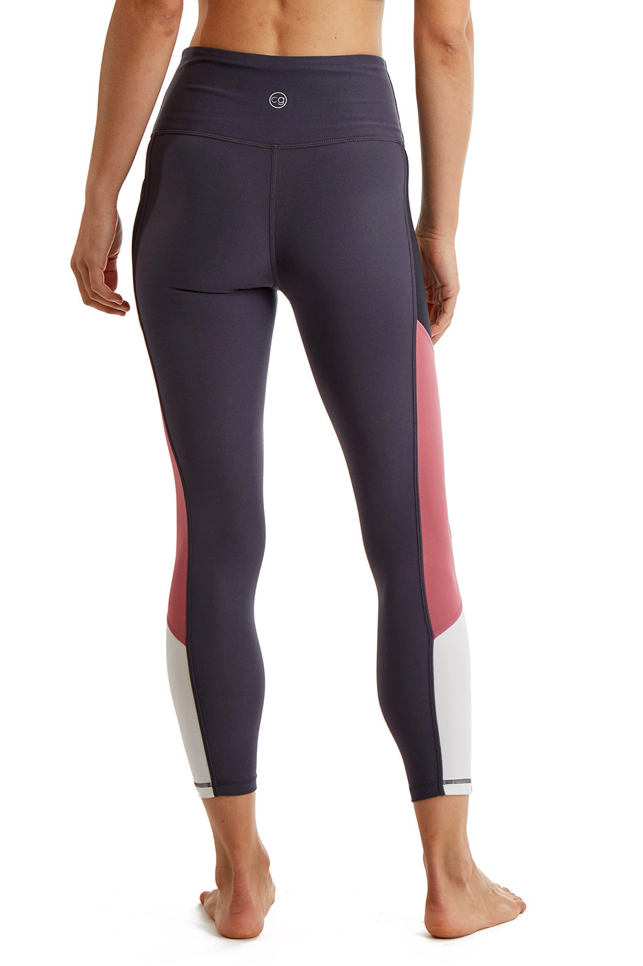 Women's Side Color Block Leggings 24" inseam - Rabbit- Back - TURTLE BAY APPAREL